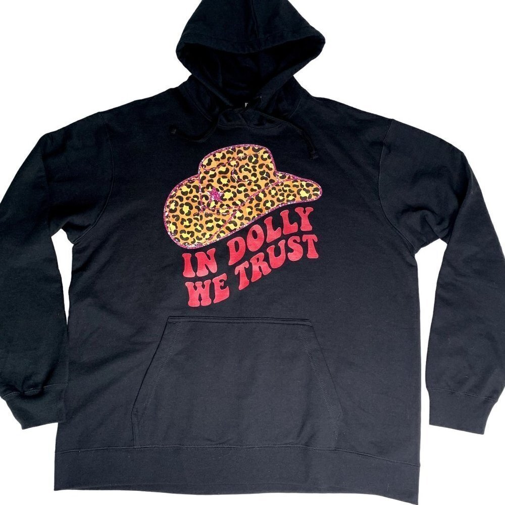 Port Company In Dolly We Trust Women/Unisex Graphic Pullover Hoodie SZ XL NEW - Picture 2 of 9